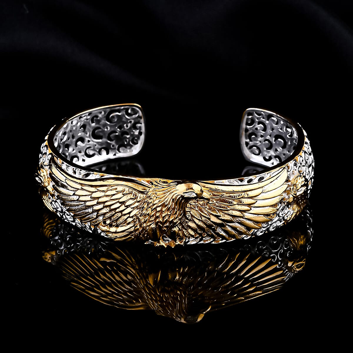 Bali Legacy Eagle Cuff Bracelet in 22K Vermeil YG Over and Sterling Silver (7.25 In) 32.75 Grams image number 1