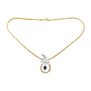 Bali Legacy Blue Star Sapphire (DF) 4.40 ctw Tulang Naga Chain Phoenix Necklace 20 Inches in 22K Vermeil Yellow Gold Over and Sterling Silver