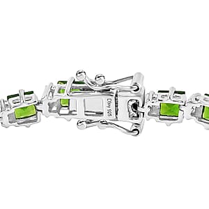 Chrome Diopside and Moissanite 10.65 ctw Sea Waves Bracelet in Rhodium Over Sterling Silver (6.50 In)