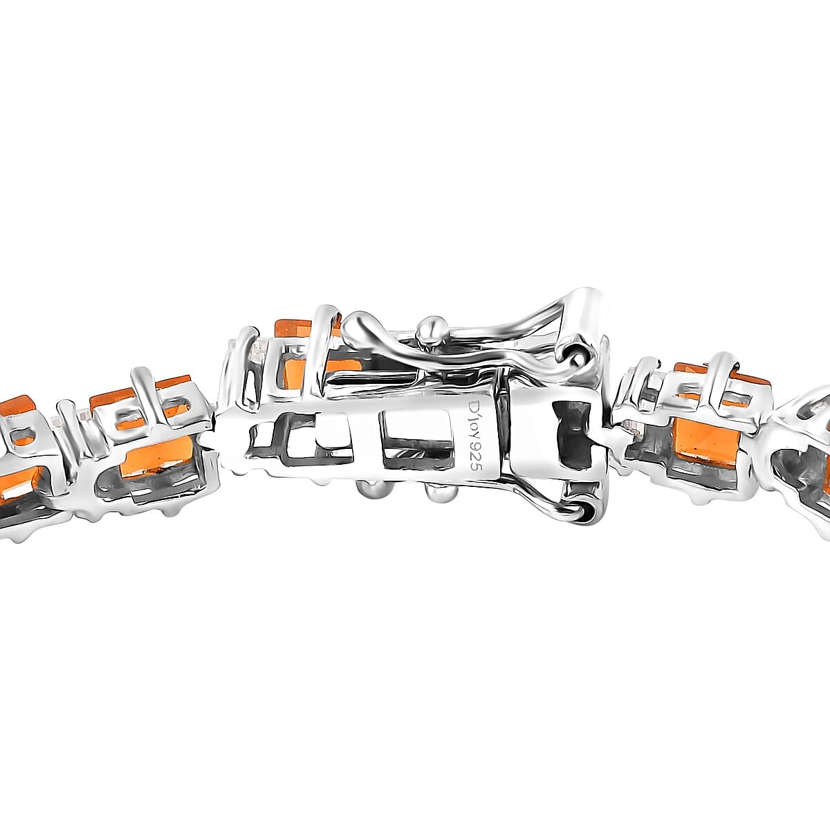 Salamanca Fire Opal and Moissanite 8.00 ctw Sea Waves Bracelet in Rhodium Over Sterling Silver (6.50 In) image number 3