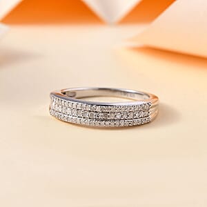 D'Joy Diamond 0.25 ctw 3-Row Band Ring in Rhodium Over Sterling Silver (Size 10.0)