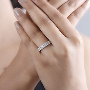 D'Joy Diamond 0.25 ctw 3-Row Band Ring in Rhodium Over Sterling Silver (Size 10.0)