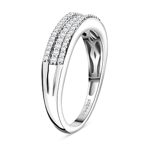D'Joy Diamond 0.25 ctw 3-Row Band Ring in Rhodium Over Sterling Silver (Size 10.0)