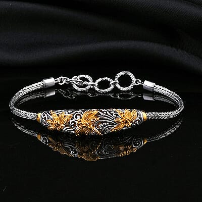Bali Legacy Dragonfly Bracelet in 22K Vermeil YG Over and Sterling Silver (6.50-8.0In) 14.25 Grams