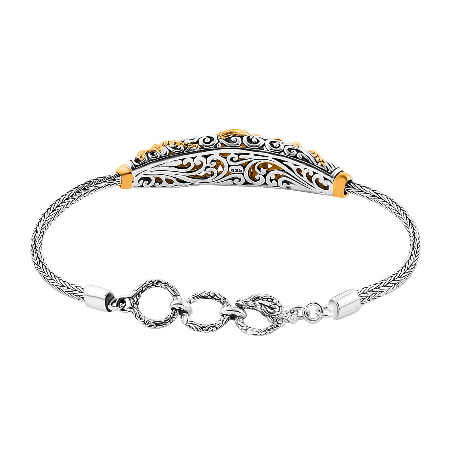 Bali Legacy Dragonfly Bracelet in 22K Vermeil YG Over and Sterling Silver (6.50-8.0In) 14.25 Grams