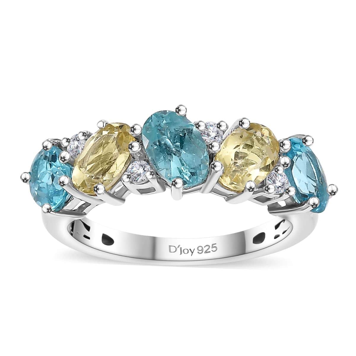 Premium Multi Color Apatite and White Zircon 2.65 ctw Art Deco Ring in Rhodium Over Sterling Silver (Size 10.0) image number 0