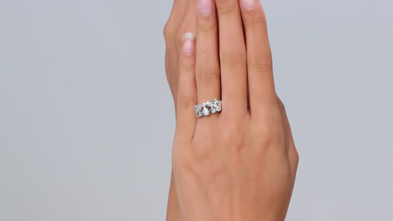TLV Moissanite Ring in Rhodium Over Sterling Silver (Size 7.0) 1.00 ctw