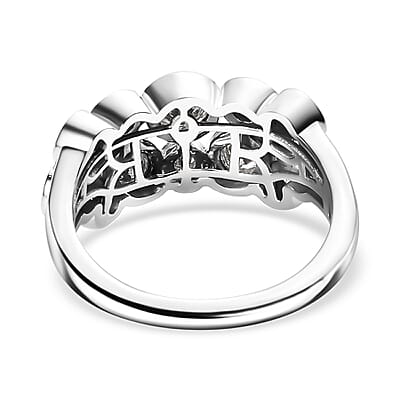 Moissanite 1.10 ctw Bubble Ring in Rhodium Over Sterling Silver (Size 6.0)