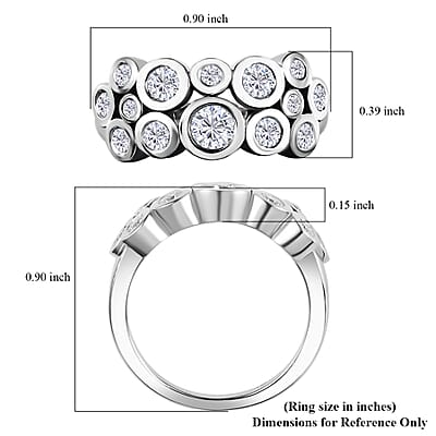 Moissanite 1.10 ctw Bubble Ring in Rhodium Over Sterling Silver (Size 6.0)