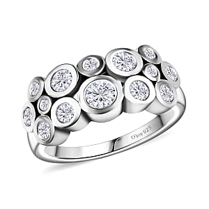 Moissanite 1.10 ctw Bubble Ring in Rhodium Over Sterling Silver (Size 8.0)
