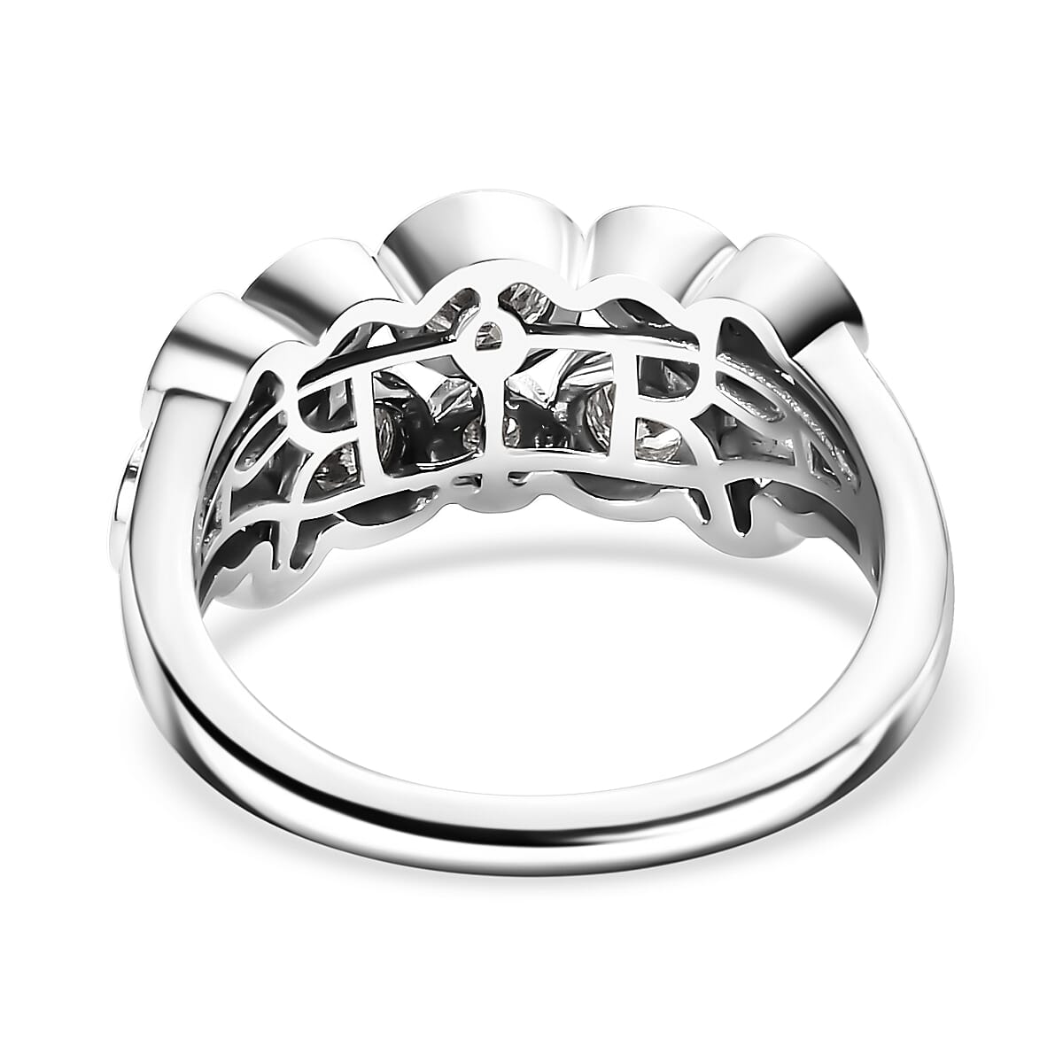 Moissanite 1.10 ctw Bubble Ring in Rhodium Over Sterling Silver (Size 10.0) image number 4