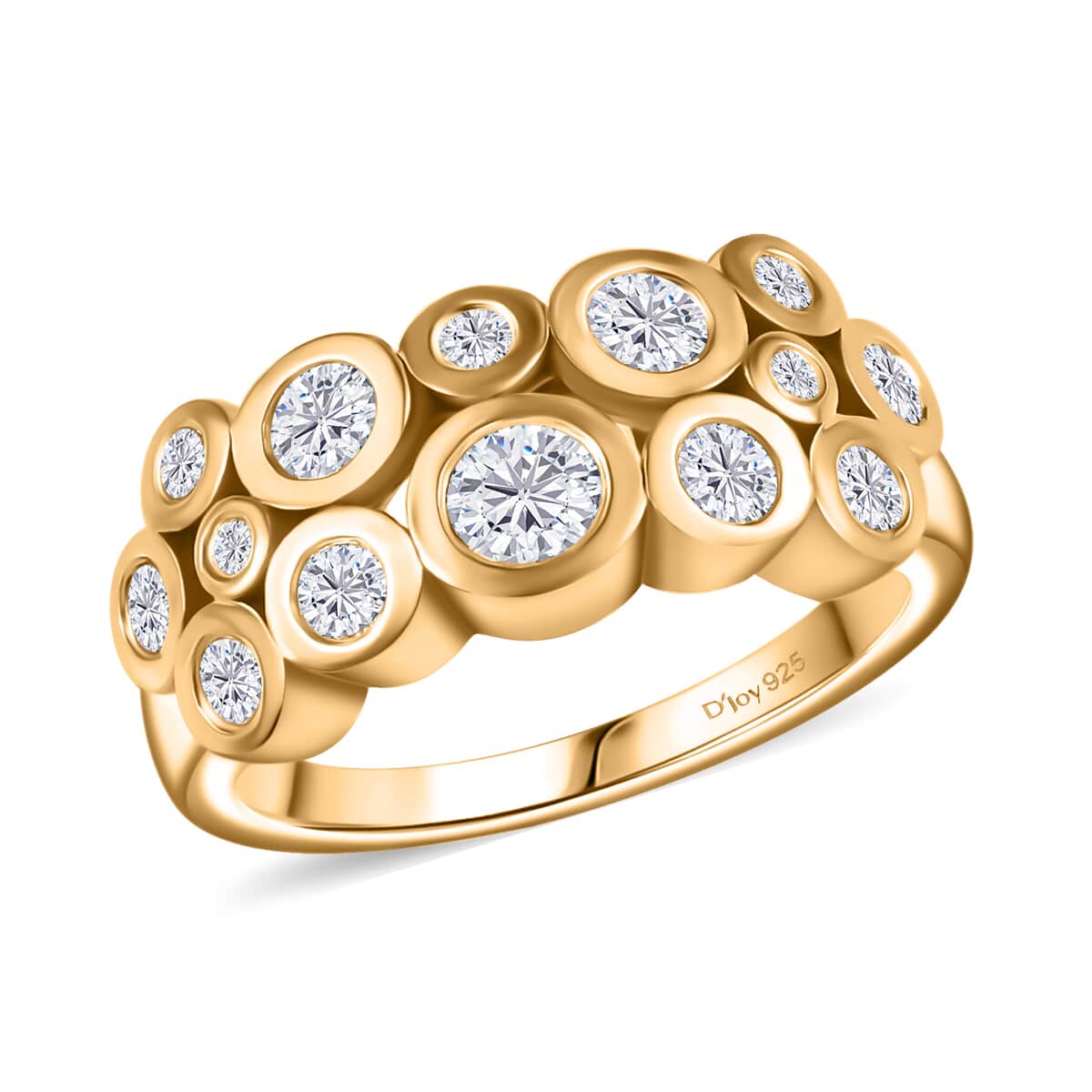 Moissanite 1.10 ctw Bubble Ring in 18K Vermeil Yellow Gold Over Sterling Silver (Size 5.0) image number 0