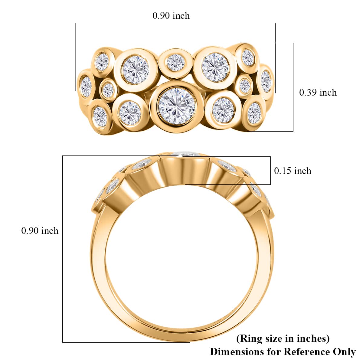 Moissanite 1.10 ctw Bubble Ring in 18K Vermeil Yellow Gold Over Sterling Silver (Size 5.0) image number 5