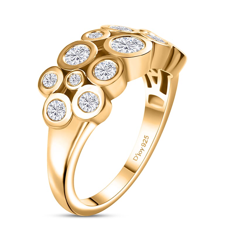 Moissanite 1.10 ctw Bubble Ring in 18K Vermeil Yellow Gold Over Sterling Silver (Size 8.0)