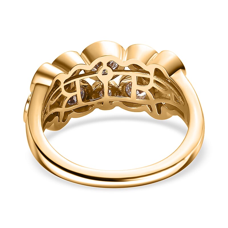 Moissanite 1.10 ctw Bubble Ring in 18K Vermeil Yellow Gold Over Sterling Silver (Size 8.0)