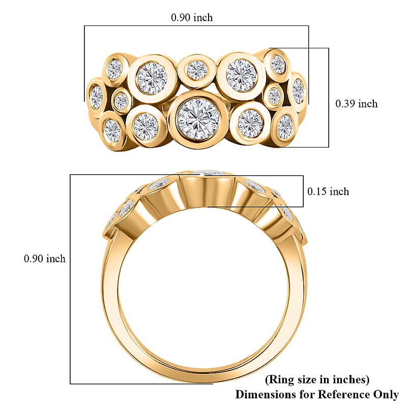 Moissanite 1.10 ctw Bubble Ring in 18K Vermeil Yellow Gold Over Sterling Silver (Size 8.0)