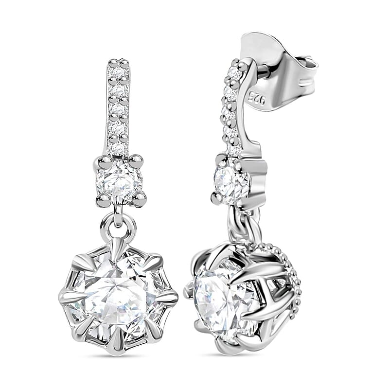J Francis Crystal by Swarovski Earrings in Rhodium Over Sterling Silver