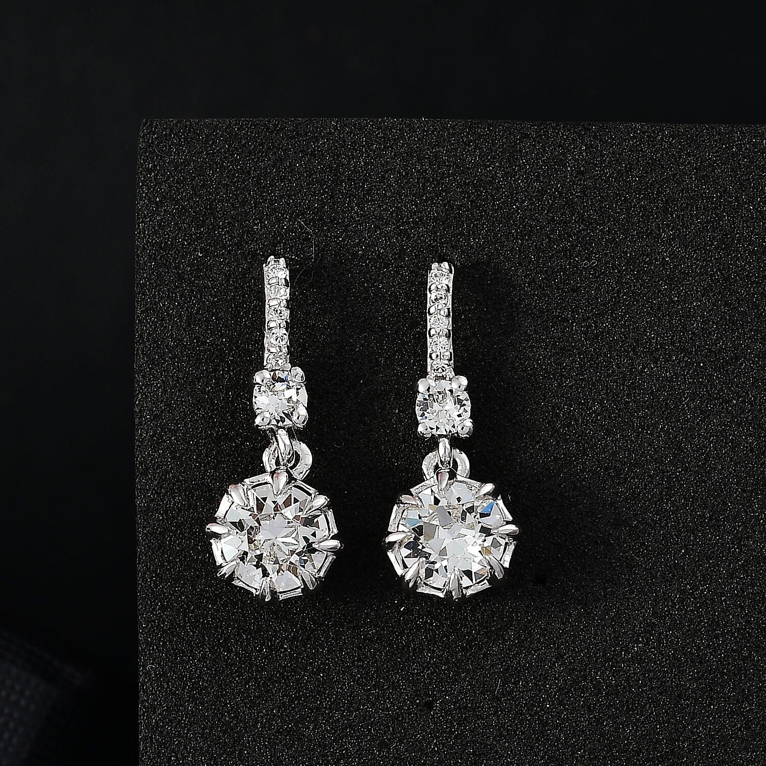 J Francis Crystal by Swarovski Earrings in Rhodium Over Sterling Silver
