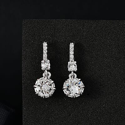 J Francis Crystal by Swarovski Earrings in Rhodium Over Sterling Silver