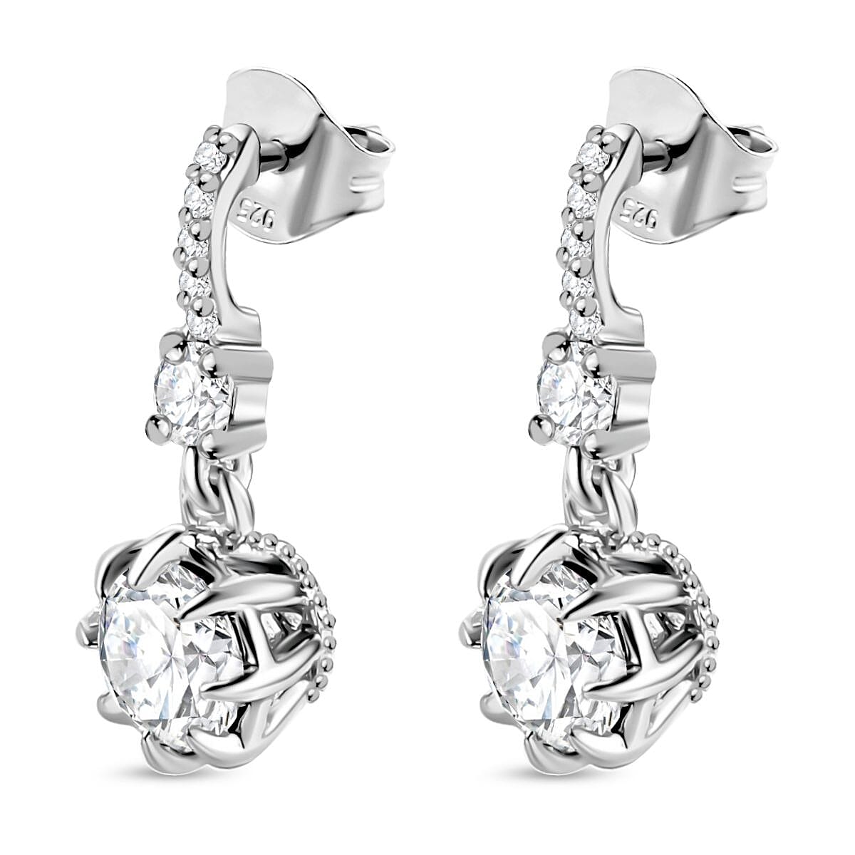 J Francis Crystal by Swarovski Earrings in Rhodium Over Sterling Silver