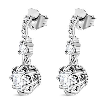 J Francis Crystal by Swarovski Earrings in Rhodium Over Sterling Silver