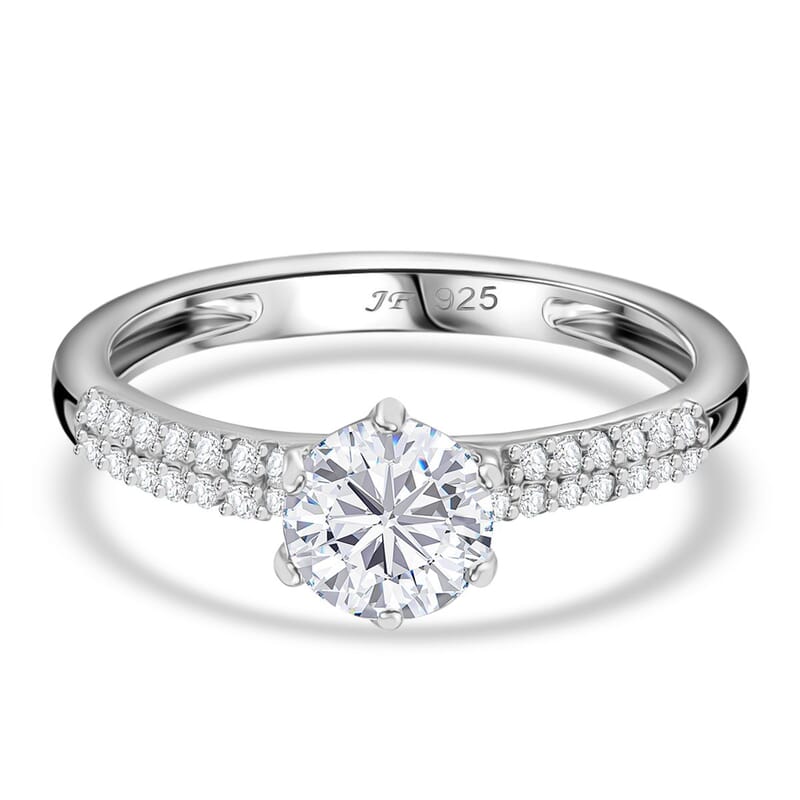 White Swarovski Crystal 0.81 ctw Ring in Rhodium Over Sterling Silver (Size 10)