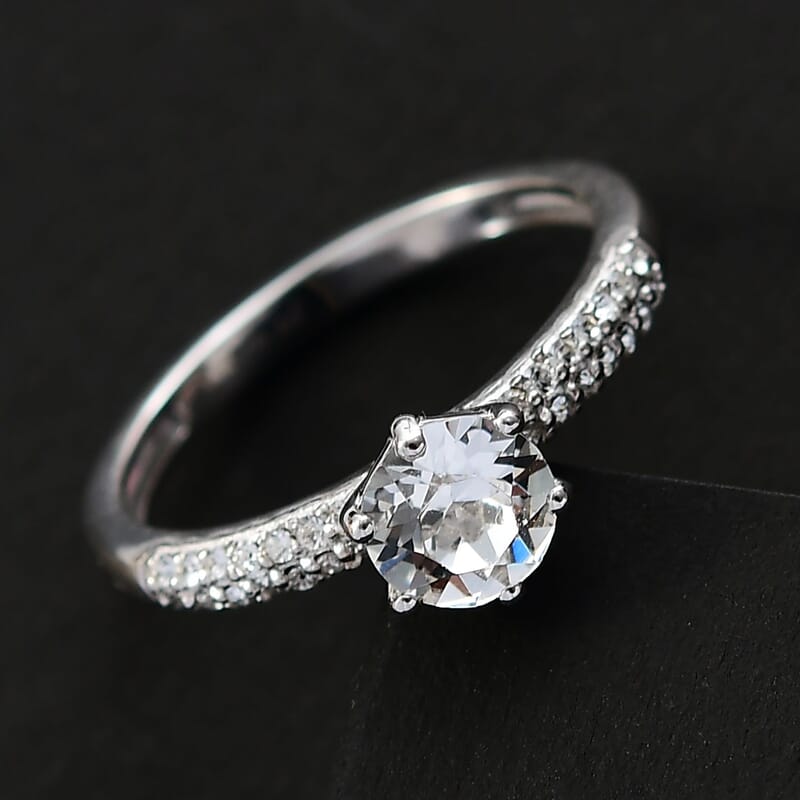 White Swarovski Crystal 0.81 ctw Ring in Rhodium Over Sterling Silver (Size 10)