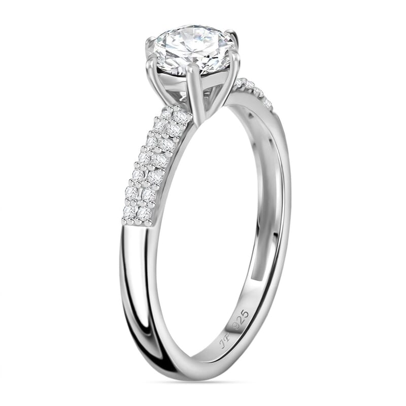 White Swarovski Crystal 0.81 ctw Ring in Rhodium Over Sterling Silver (Size 10)