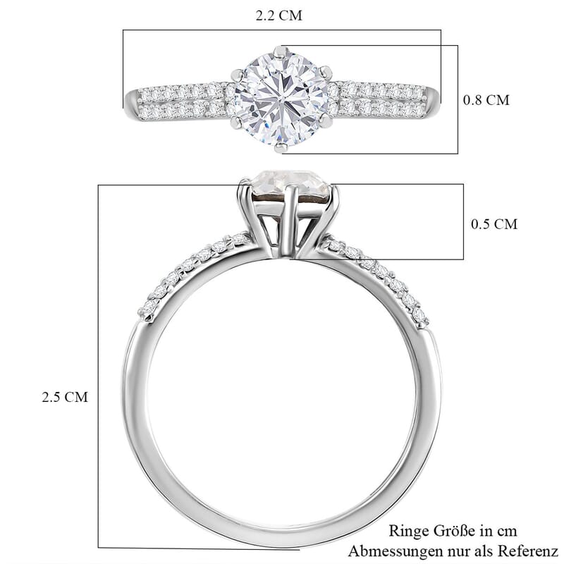 White Swarovski Crystal 0.81 ctw Ring in Rhodium Over Sterling Silver (Size 10)