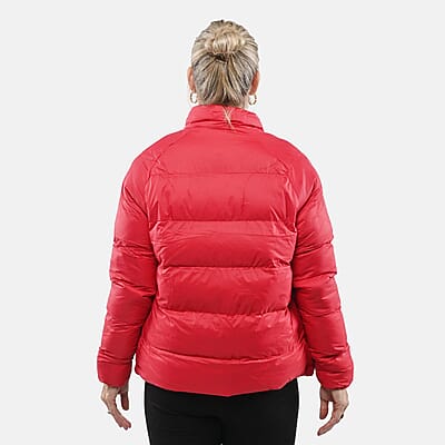 Hanton Red Women's Front Zip Puffer Jacket - L