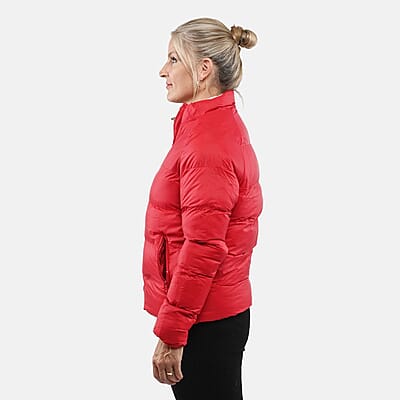 Hanton Red Women's Front Zip Puffer Jacket - L
