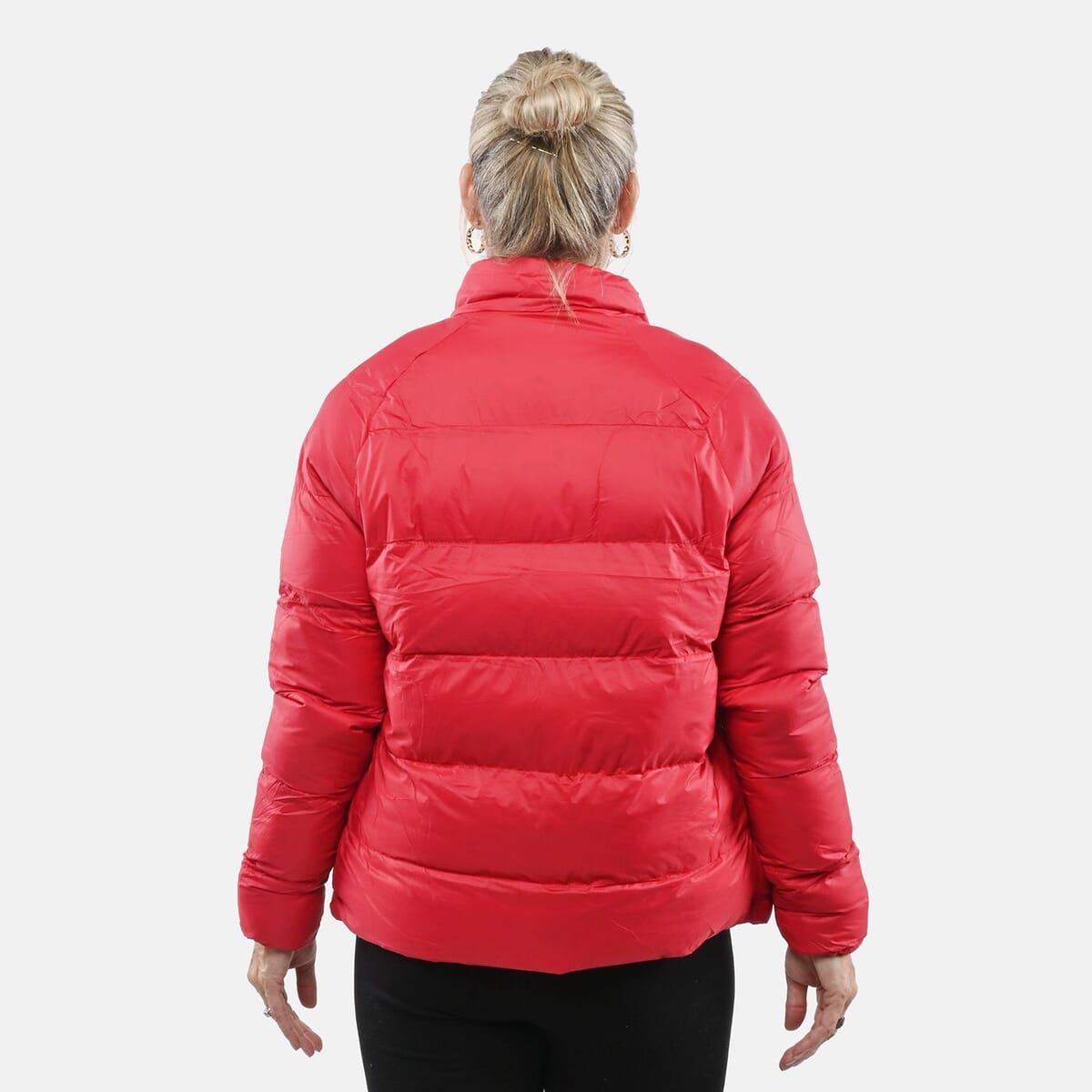 Hanton Red Women's Front Zip Puffer Jacket - M image number 1