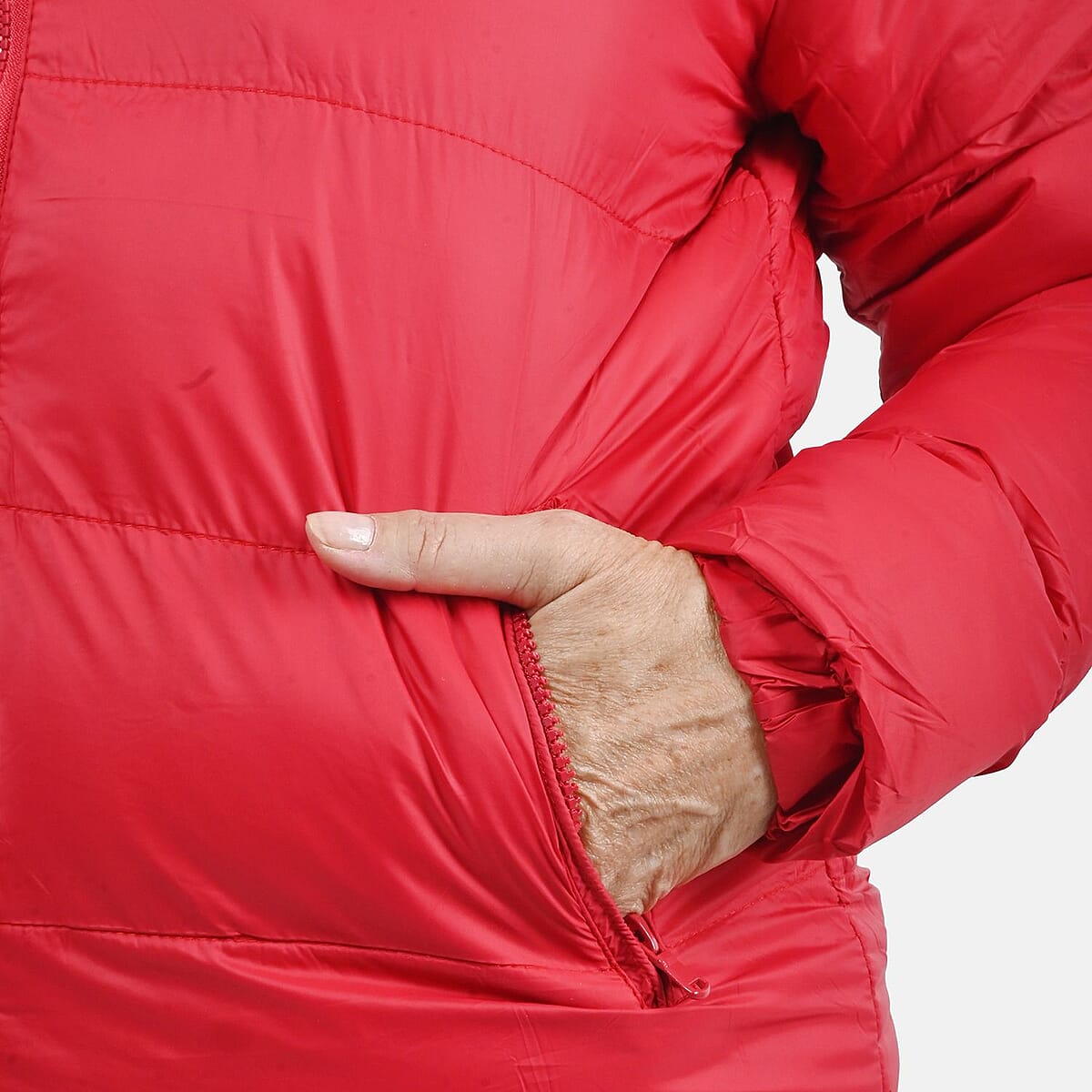 Hanton Red Women's Front Zip Puffer Jacket - XL image number 4