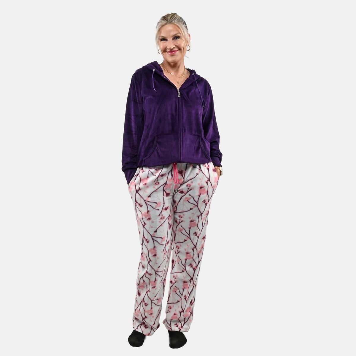 Hanton White Women's Polar Fleece Pajama Pant - L image number 0