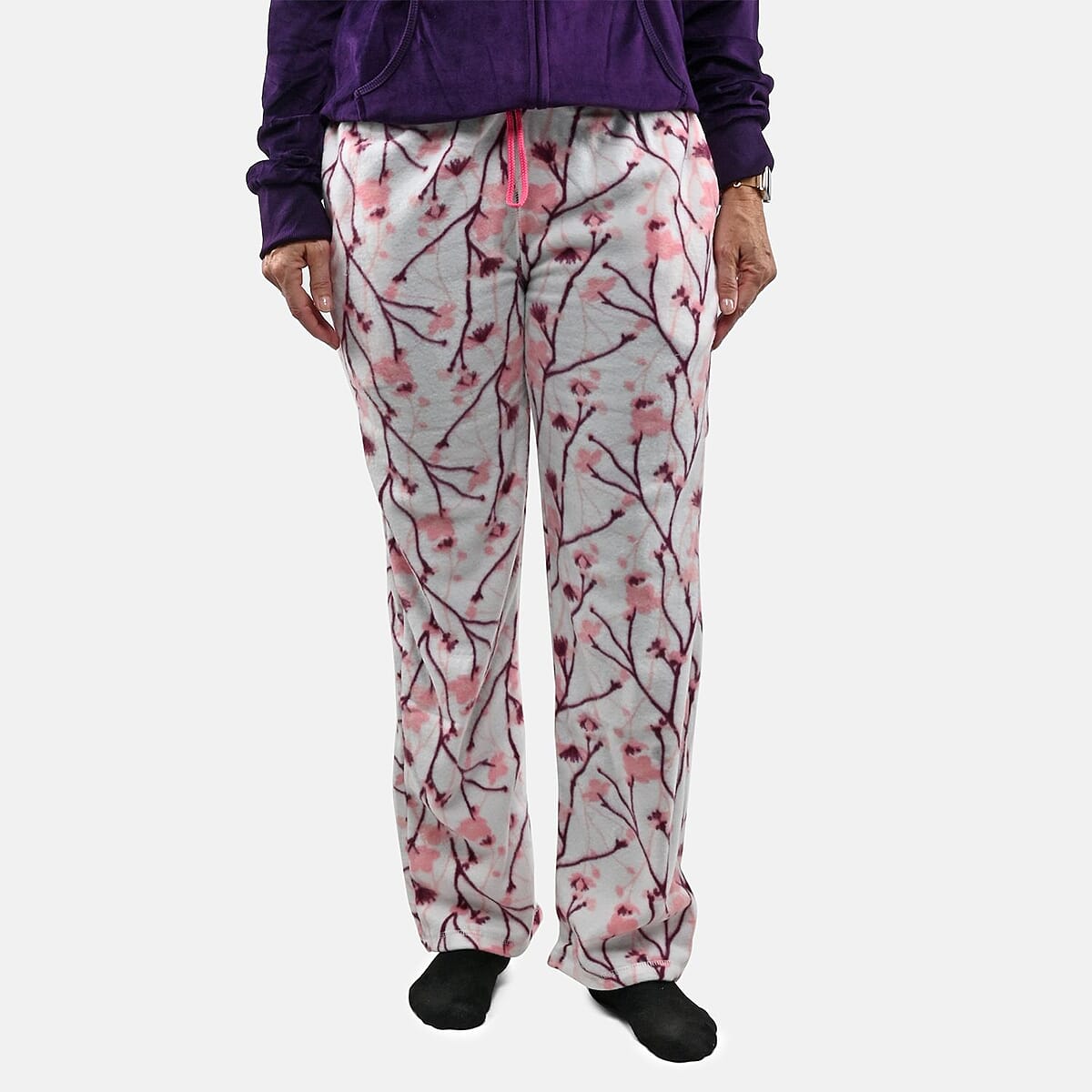 Hanton White Women's Polar Fleece Pajama Pant - M image number 2