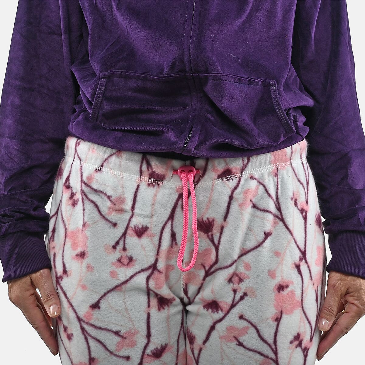 Hanton White Women's Polar Fleece Pajama Pant - M image number 4