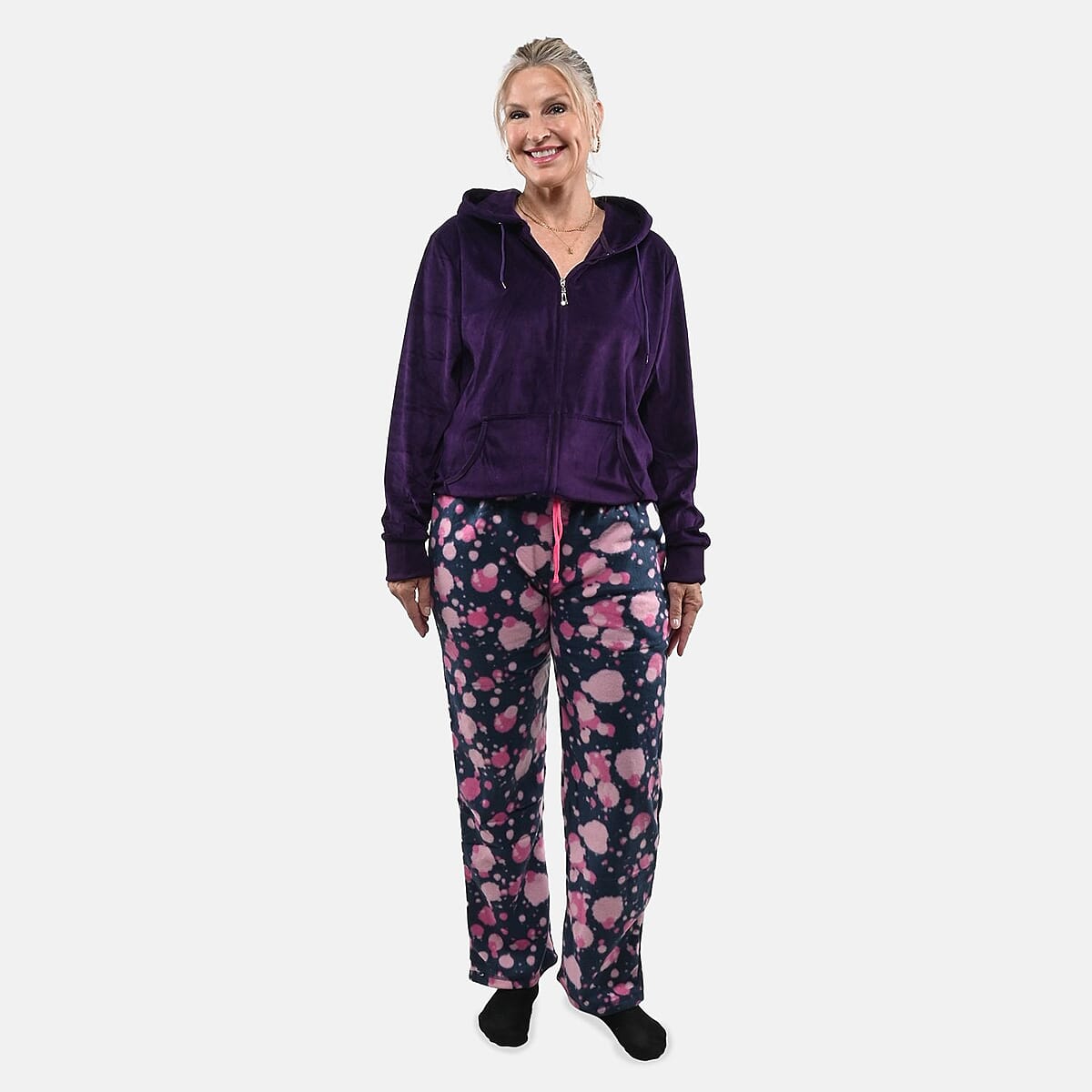 Hanton Navy Women's Polar Fleece Pajama Pant - L image number 2