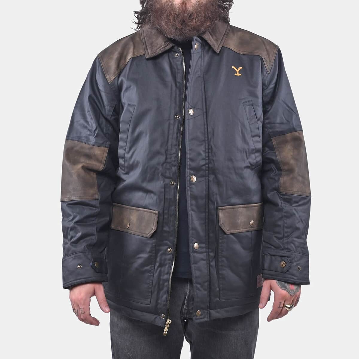 Yellowstone Black Men's Wax Barn Coat - L image number 0