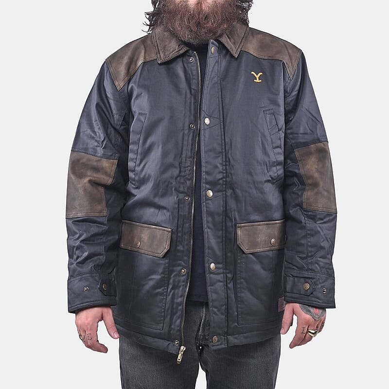 Yellowstone Black Men's Wax Barn Coat - L