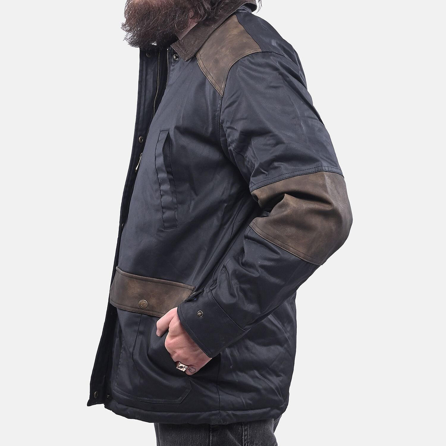 Yellowstone Black Men's Wax Barn Coat - L