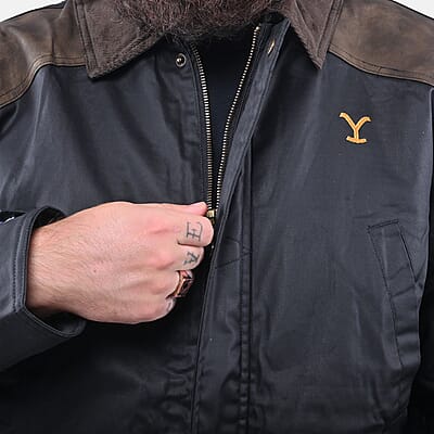 Yellowstone Black Men's Wax Barn Coat - L