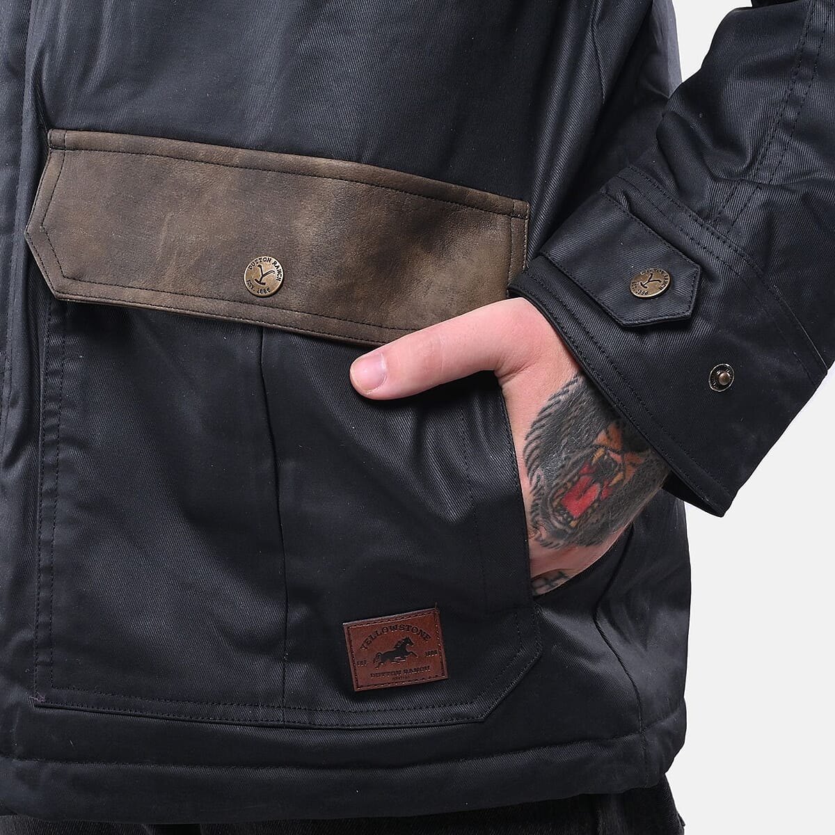 Yellowstone Black Men's Wax Barn Coat - M image number 5