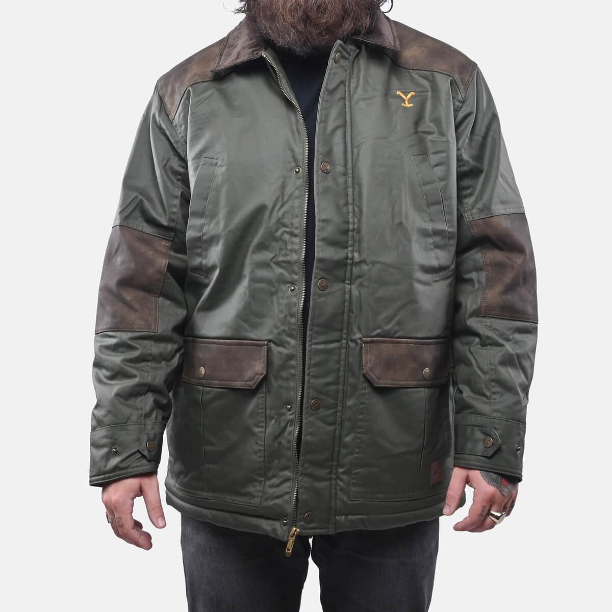 Yellowstone Dark Olive Men's Wax Barn Coat - L image number 0