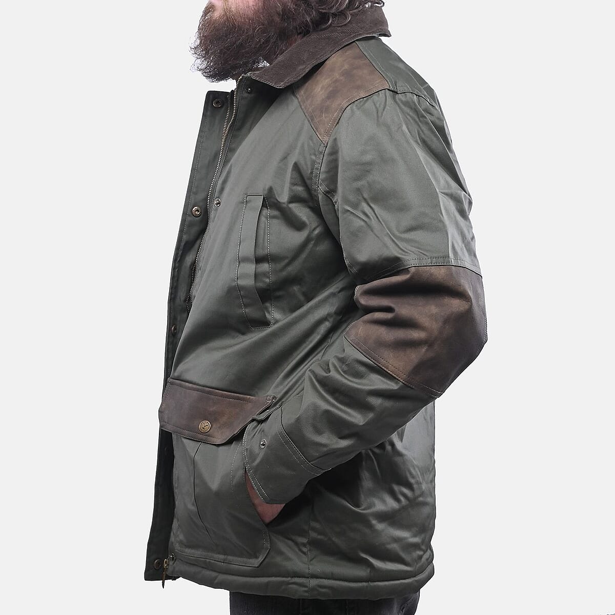 Yellowstone Dark Olive Men's Wax Barn Coat - M image number 2