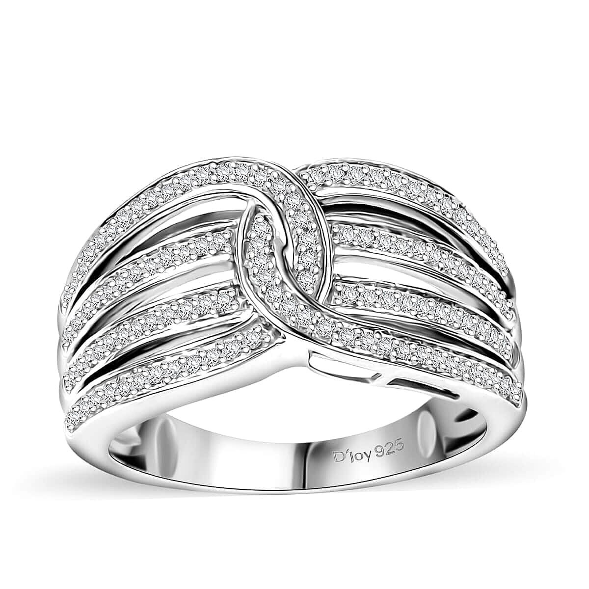 Diamond 0.40 ctw Interlocking Ring in Rhodium Over Sterling Silver (Size 10.0) image number 0
