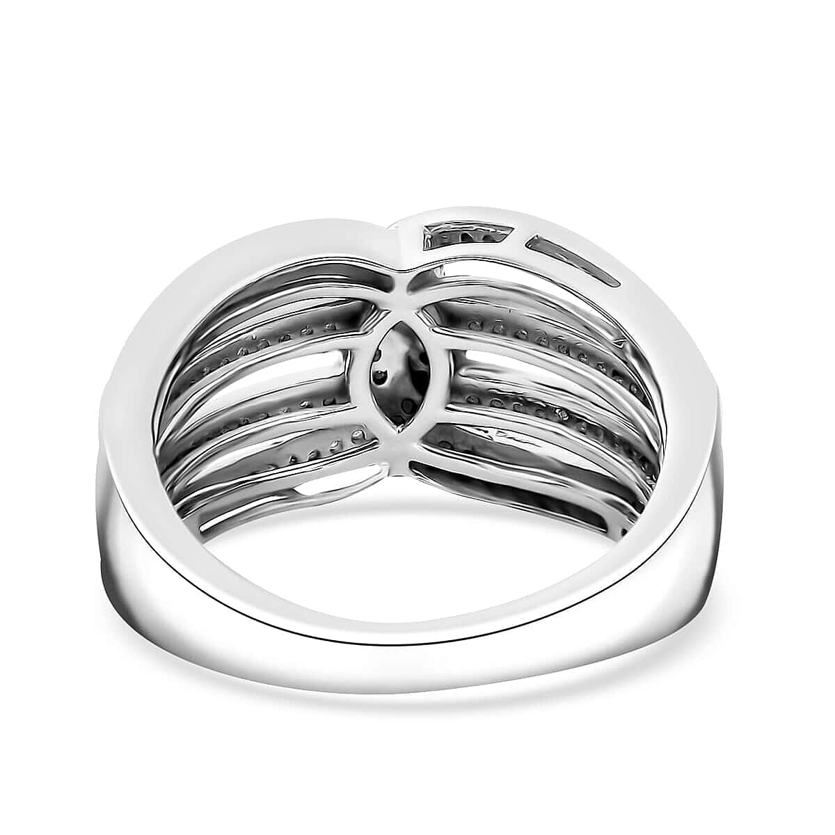 Diamond 0.40 ctw Interlocking Ring in Rhodium Over Sterling Silver (Size 10.0) image number 4