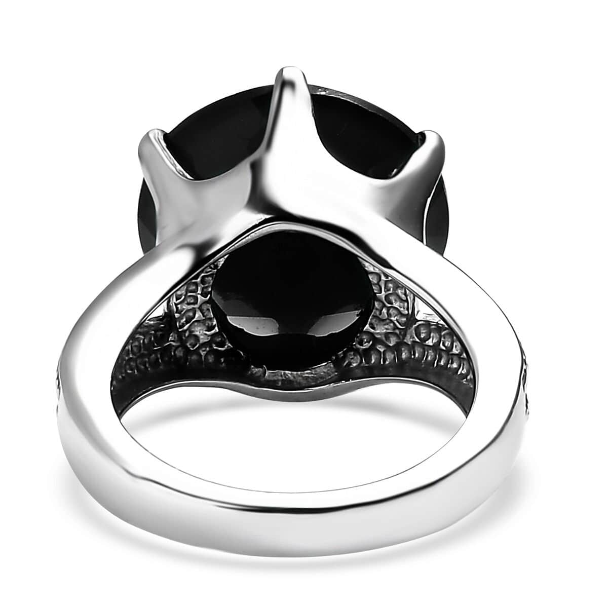 Thai Black Spinel 13.75 ctw Solitaire Ring in Stainless Steel (Size 10.0) image number 4