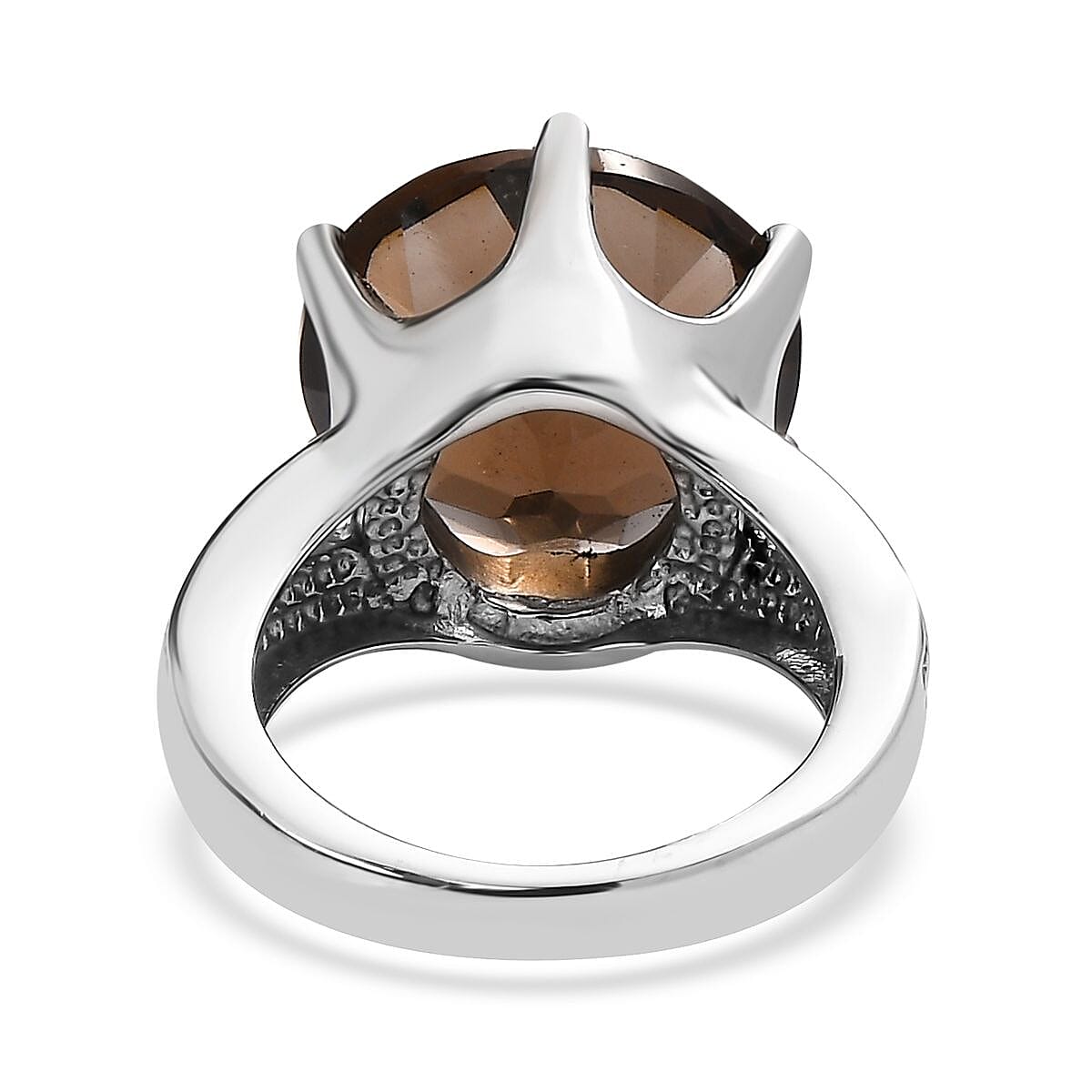 Brazilian Smoky Quartz 12.10 ctw Solitaire Ring in Stainless Steel (Size 11.0) image number 4