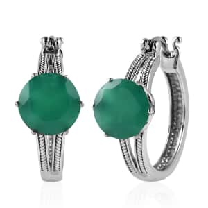 Green Onyx 6.10 ctw Earrings in Stainless Steel