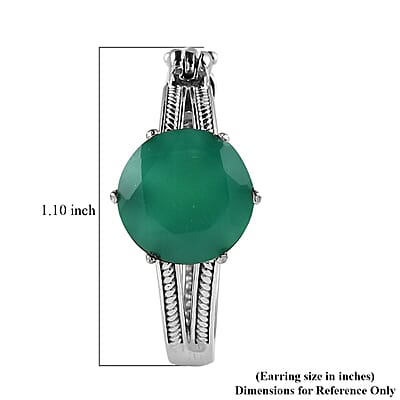 Green Onyx 6.10 ctw Earrings in Stainless Steel